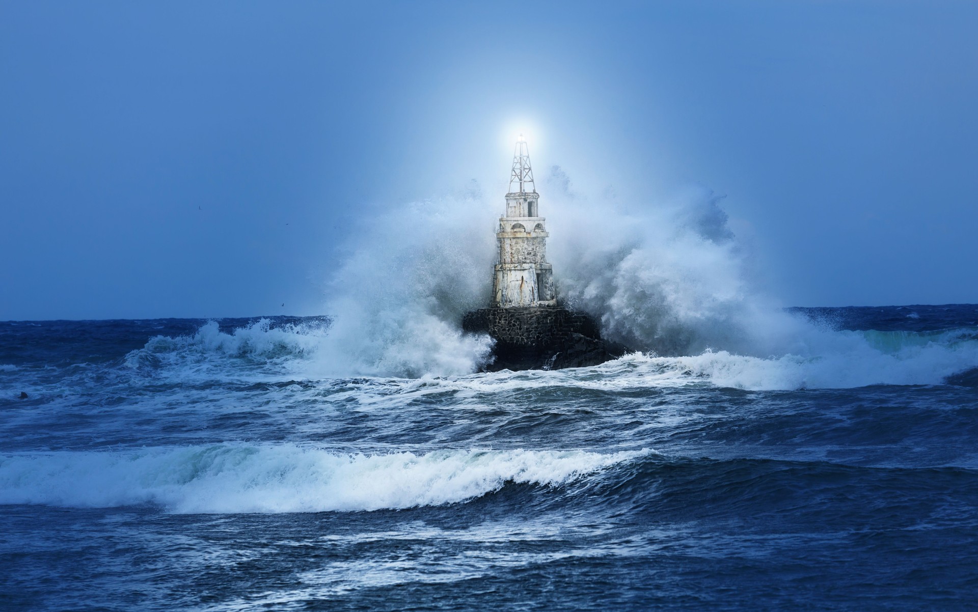 Lighthouse and storm